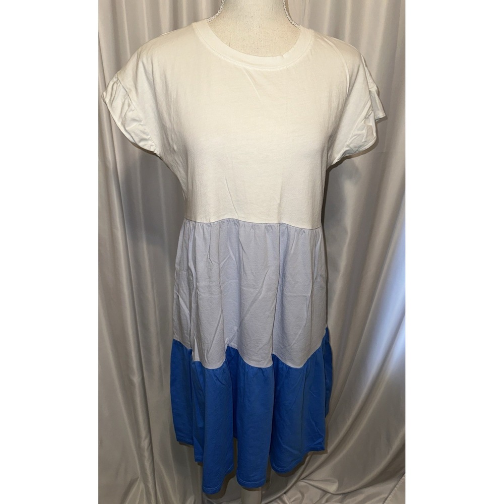 J‎ Crew Dress Size Small Tshirt Tiered Fit and Flare Crew Neck Pullover